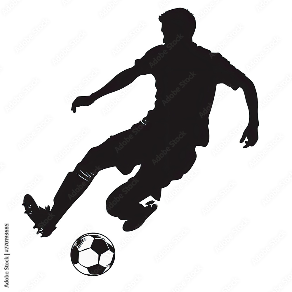 soccer player with ball transparent background png isolated on white background