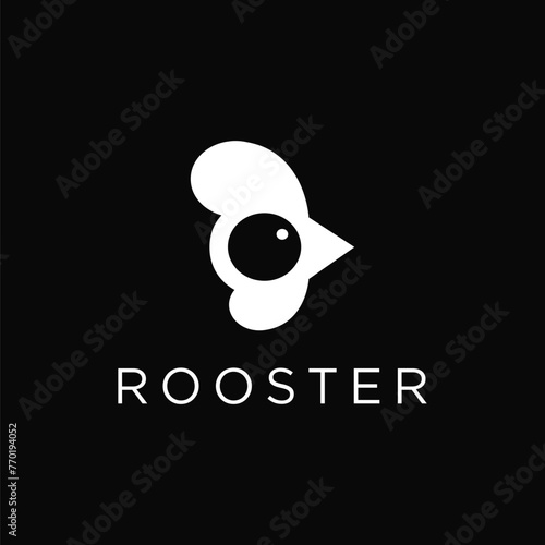 Modern simple and abstract rooster head logo icon vector template on black background