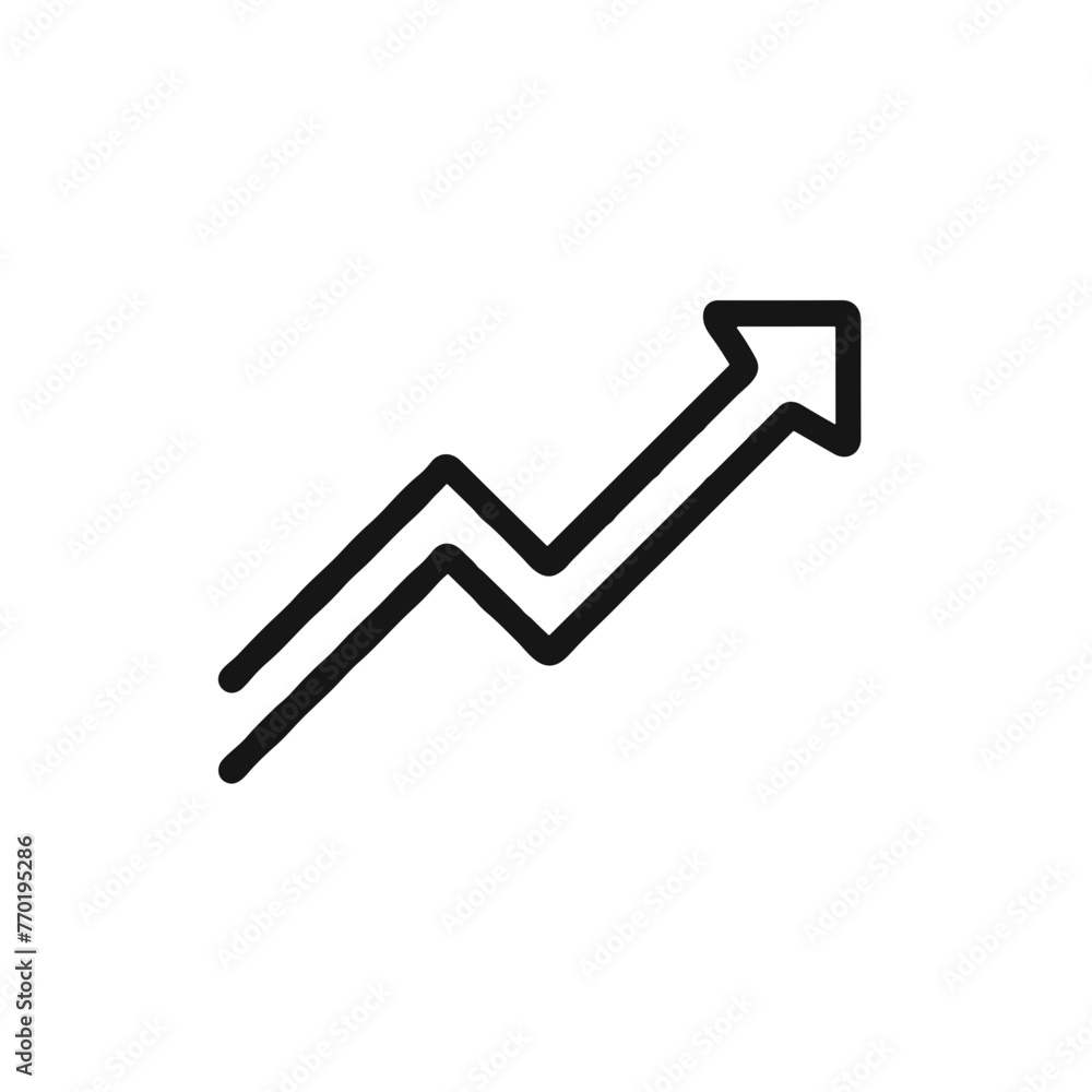 Upward Trend Arrow Icon, Black Line Art, Positive Progress Indicator Upward Trend Arrow Icon, Black Line Art, Positive Progress Indicator