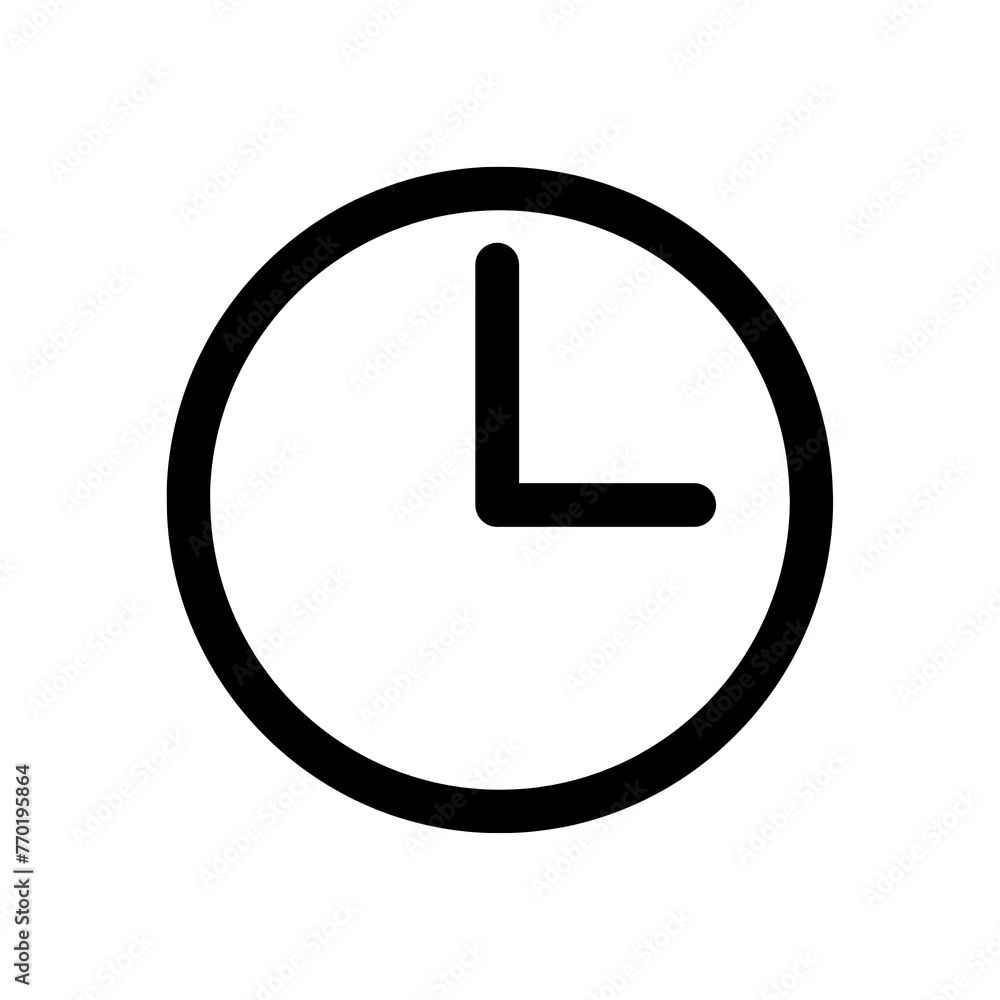 Clock icon in black and outline style Clock icon in black and outline style