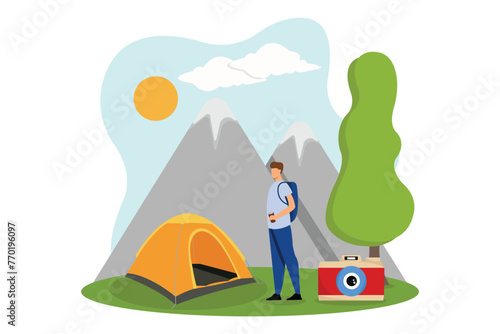 Vacation Traveler Flat Design Illustration