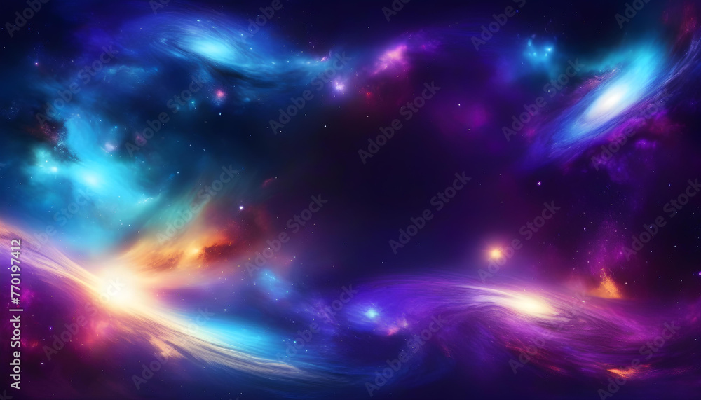 A fantasy galaxy with purple and blue colors on a dark background