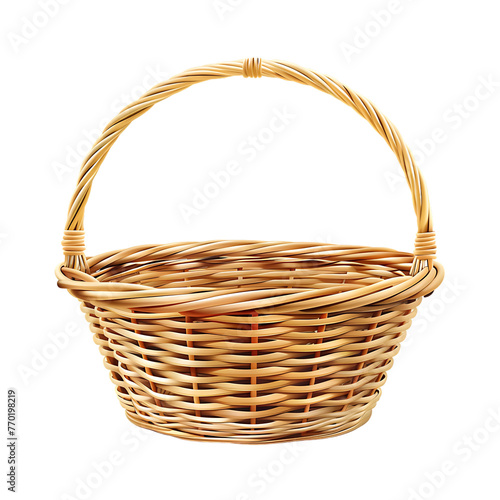 Wicker basket isolated on white photo-realistic vector illustration