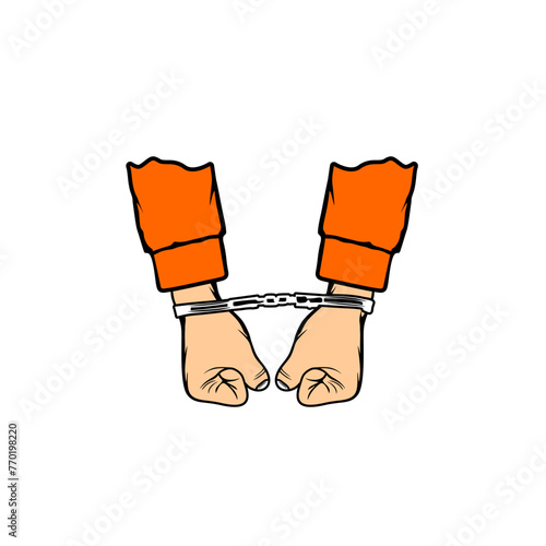 both handcuffed hands facing front vector illustration