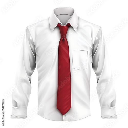 White shirt with red tie isolated photo-realistic vector illustration