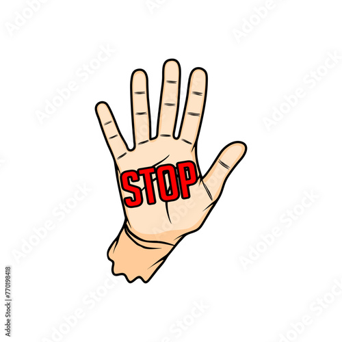 right hand gesture with stop writing vector illustration