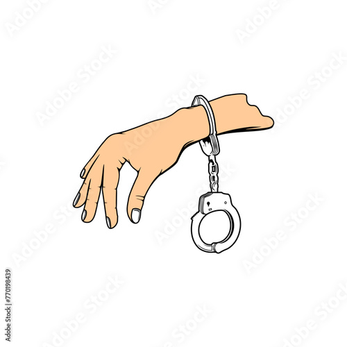 handcuffed right hand vector illustration