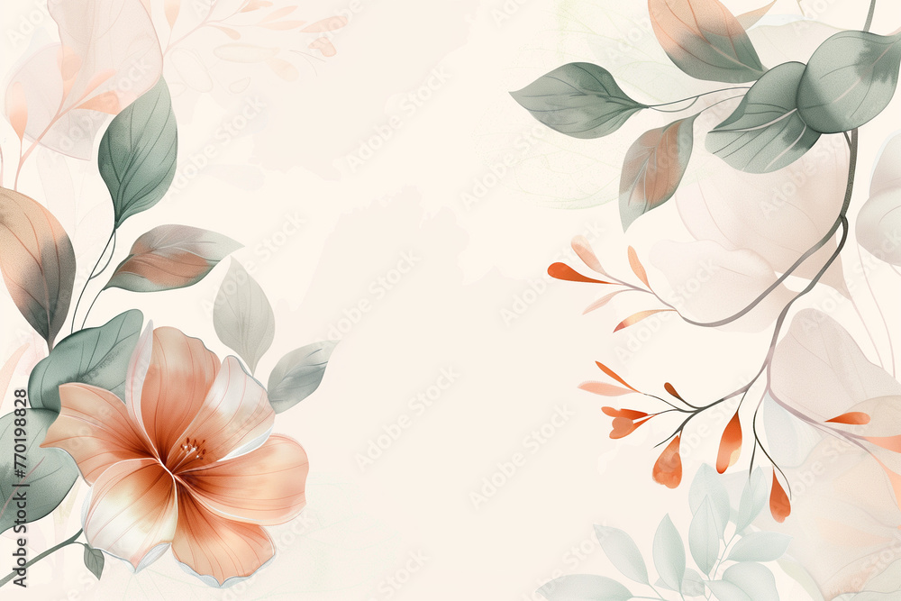 Soft Floral Watercolor Illustration, Pastel Botanical Art, background