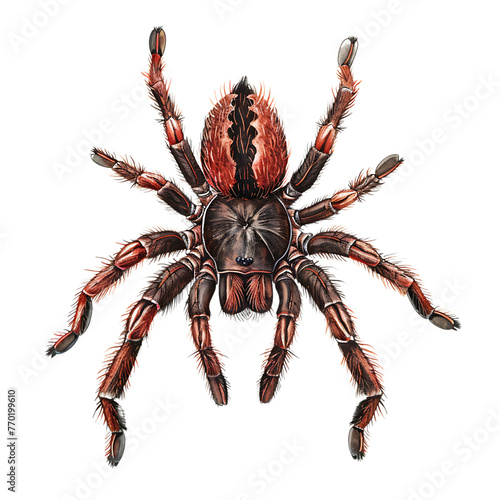 red tarantula on a white background