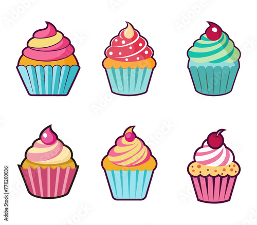 Vector cup cake for set decorate graphic 