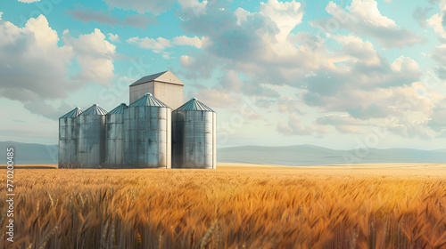 wheat field and barn , generative ai © Mahnoor