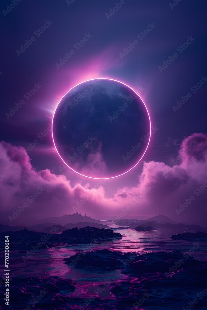 Ethereal Eclipse Shadow Dance Across the Spring Awakening Cosmos in Vibrant Vaporwave Hues Ethereal Eclipse Shadow Dance Across the Spring Awakening Cosmos in Vibrant Vaporwave Hues
