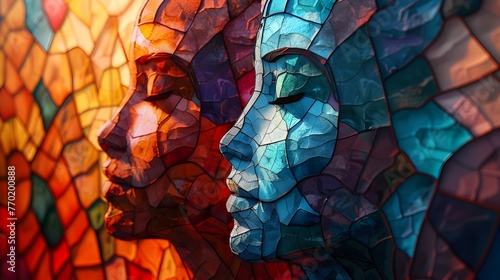 Ethereal Stained Glass Figures Shrouded in Twilight Zen Retreat