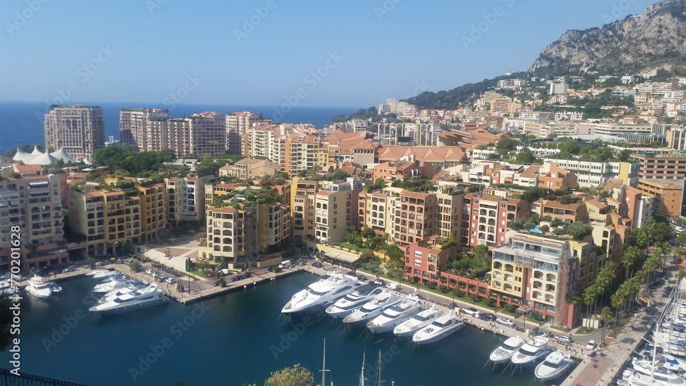 the other side of the rock in monaco, it shows the marina of fontvielle, a quarter of monaco.