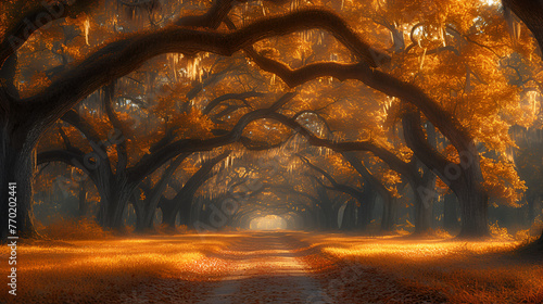 Coastal backroad - mature trees - mysterious - elegant - unique - dramatic - inspired by the scenery of Charleston, South Carolina  photo