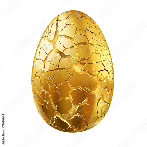Golden egg with cracks. Isolated on white background. Vector illustration.
