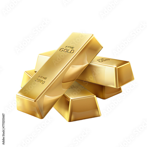 Gold bars isolated on white photo-realistic vector illustration