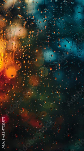 Water Drops on Window Pane During Rainstorm