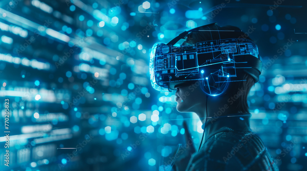 A virtual reality investment seminar floating in cyberspace, where digital gurus share secrets of merging technology A virtual reality investment seminar floating in cyberspace, where digital gurus share secrets of merging technology
