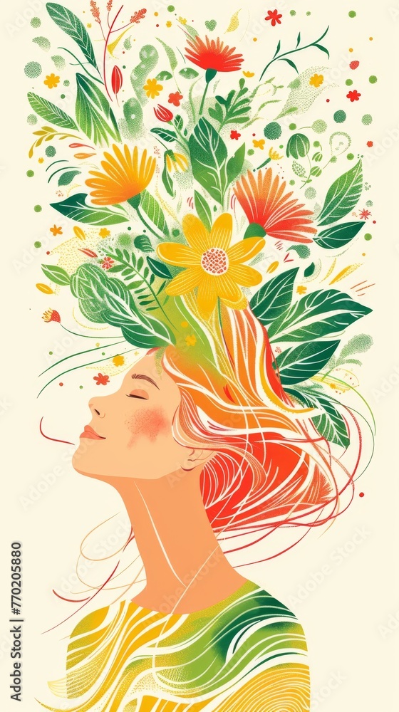 Woman Adorned With Flowers in Her Hair Woman Adorned With Flowers in Her Hair