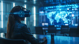 A virtual reality investment seminar floating in cyberspace, where digital gurus share secrets of merging technology