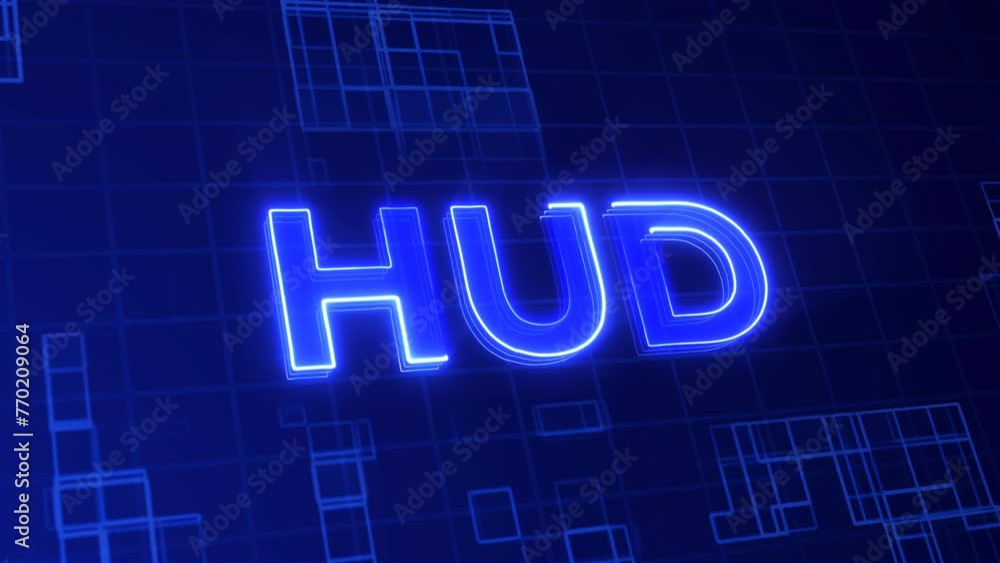 HUD word neon text effect for high tech digital presentation with Futuristic typography HUD word neon text effect for high tech digital presentation with Futuristic typography
