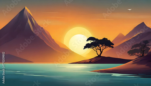 Somewhere there is a beautiful sunset today stock illustration. Generative AI.