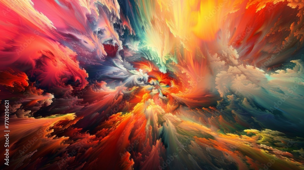 The explosion of colors in this artwork is both chaotic and harmonious at the same time.