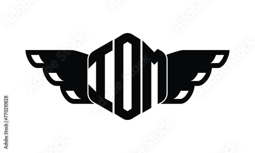 IOM polygon wings logo design vector template. photo