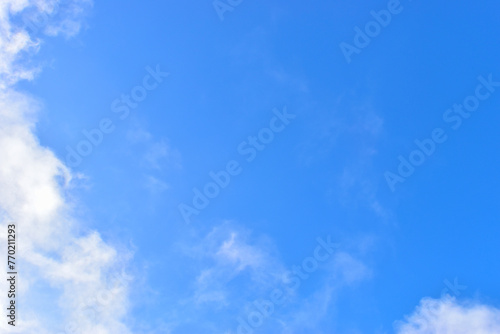 beautiful blue sky with white cloud, natural background in springtime