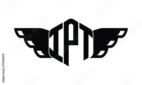 IPT polygon wings logo design vector template. photo
