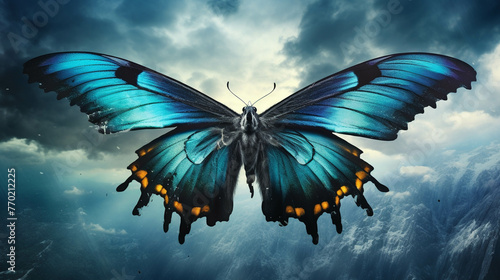 butterfly on the sky  high definition(hd) photographic creative imag