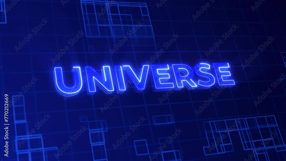 UNIVERSE word digital lettering with high tech or futuristic typography. Neon text effect HUD UNIVERSE word digital lettering with high tech or futuristic typography. Neon text effect HUD