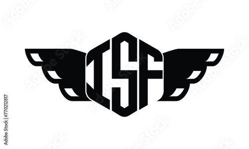 ISF polygon wings logo design vector template. photo