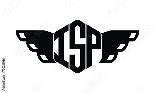 ISP polygon wings logo design vector template.
