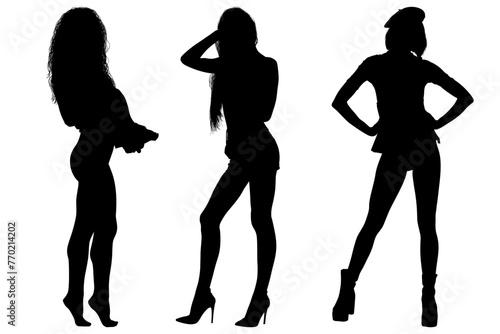 mujeres, ilustracion, vector, silueta, modelos, fashion, modelos, moda