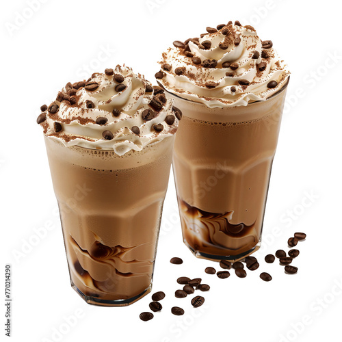 Yummy Coffee Frappes isolated on white background photo