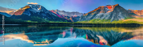 Mountains towering over a serene lake (ID: 770215488)