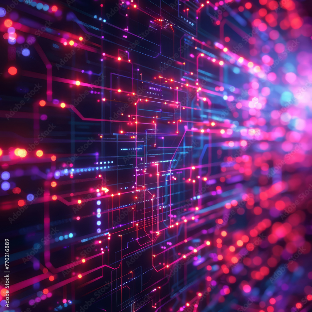 Fototapeta premium Futuristic cyber network with 3D geometric connections