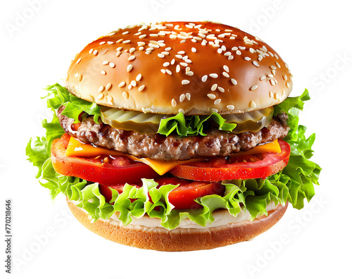 hamburger on a white background or transparent PNG