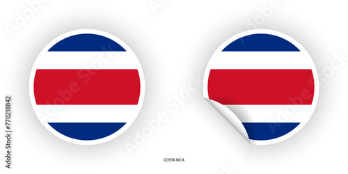Costa Rica sticker flag icon set in circle and circular with peel off isolated on white background. photo