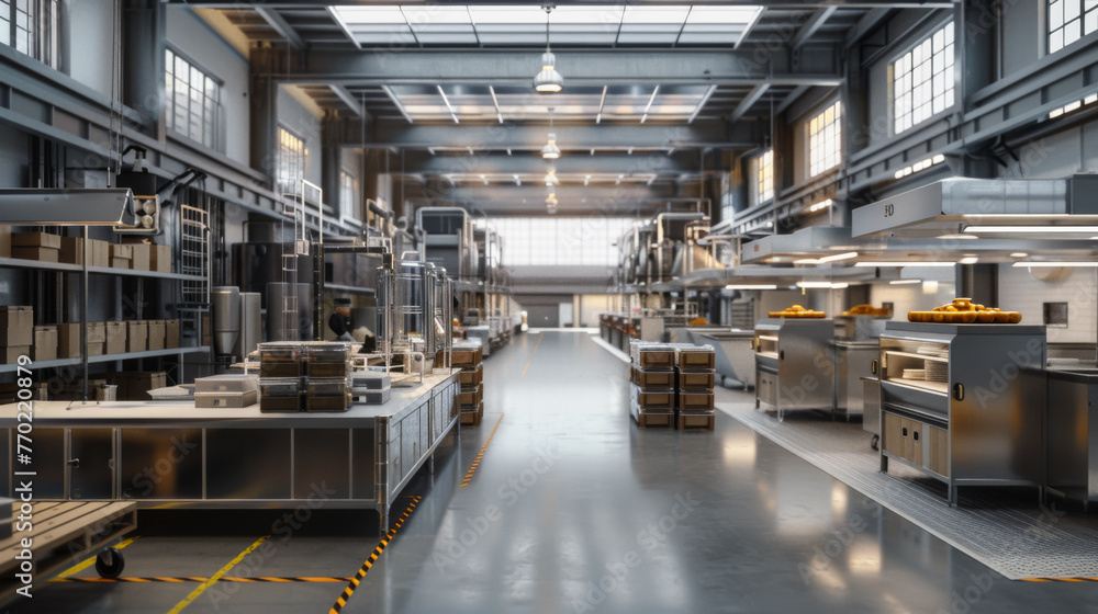 Food factory packaging workshop clean and tidy. Food factory packaging workshop clean and tidy.