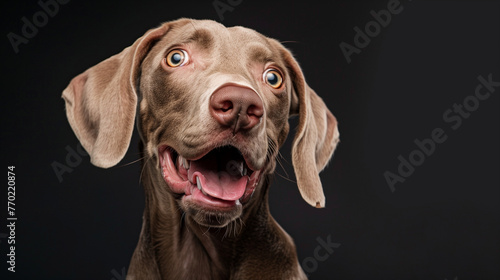 portrait of a shocking dog Brown Weimaraners, funny and happy dog, pet lover, brown dog © INTAN