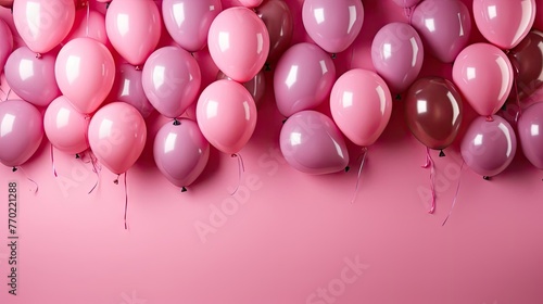 pink balloons on a pink background for banner or poster design