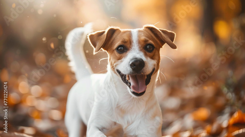 Happy active dog, jack russell playing in the park. Domestic dog concept. sunset light photography © Alina Tymofieieva