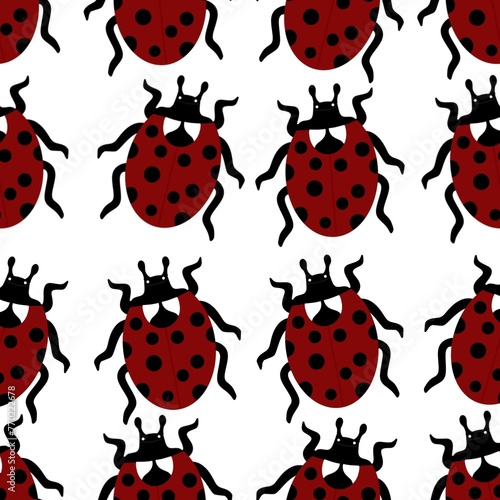 Seamless pattern with ladybugs © AnaFlvia