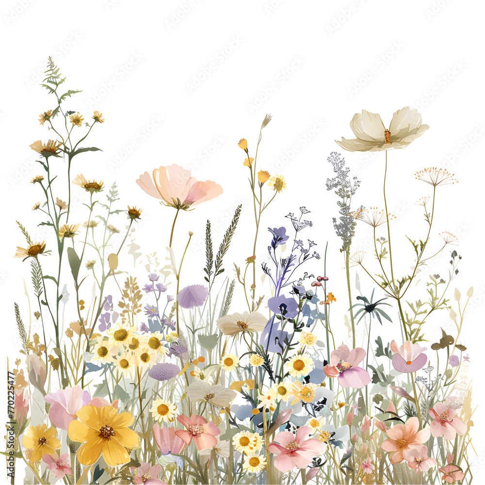 background with flowers and butterflies