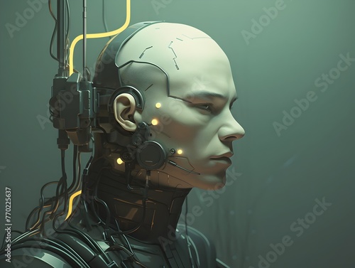 Cybernetic Mechanic Portrait in Futuristic Digital Art Style with Robotic Elements and Sci-Fi Inspired Aesthetic
