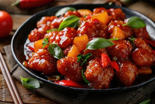 Chinese national dish Pork in sweet and sour sauce