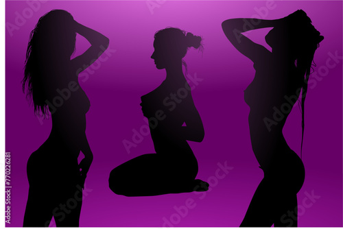 mujeres, ilustracion, vector, silueta, modelos, fashion, modelos, moda